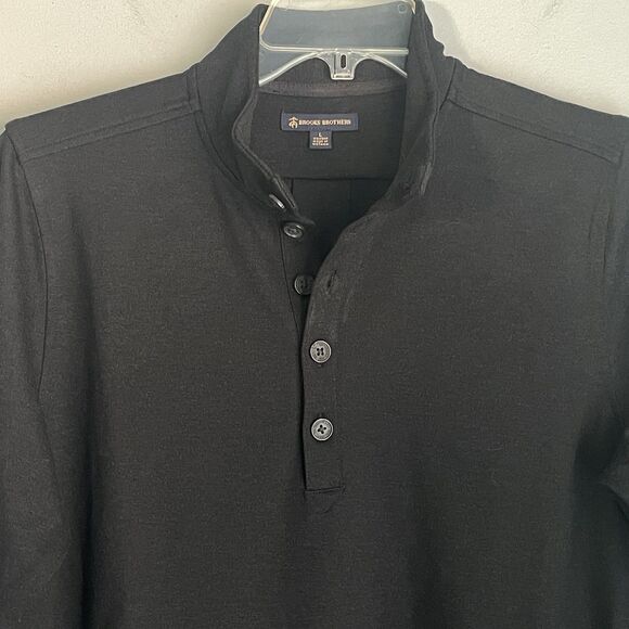 Brooks Brothers Shirt Women's Size L Black Pullover Mock Neck Quarter Button - Picture 4 of 11